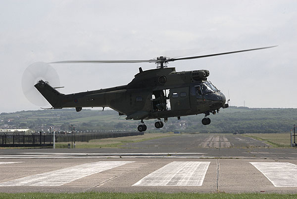 raf puma helicopter in hover