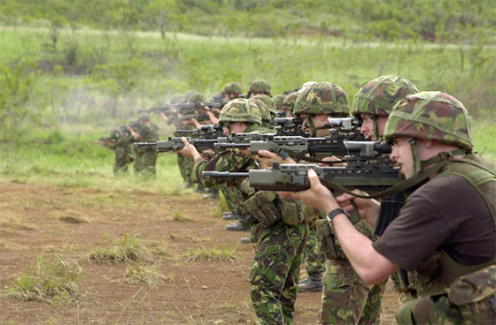 Royal Marines Commandos firing SA80s