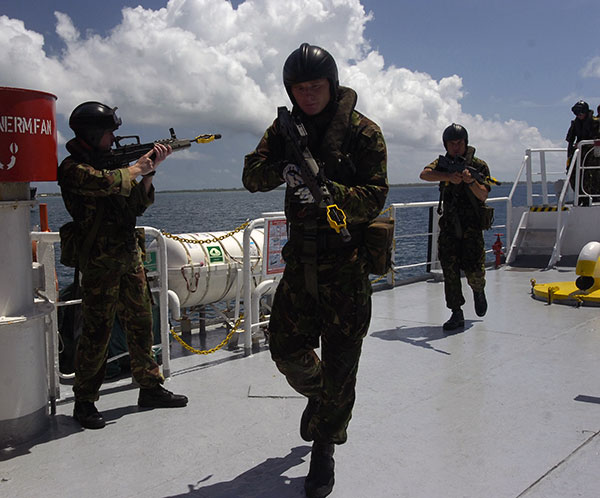 Royal Marines Commandos train in on-ship operations