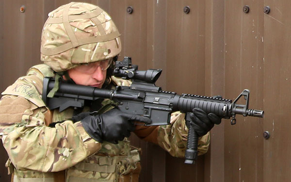 43 Commando Royal Marine armed with L119A1 C8 CQB  carbine