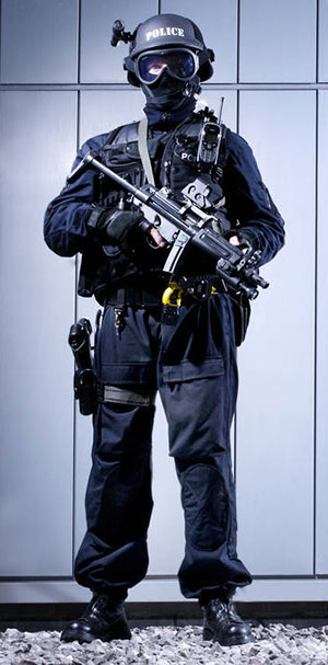 armed police in tactical gear