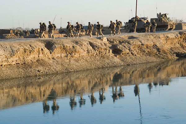 Royal Marines with Viking APCs