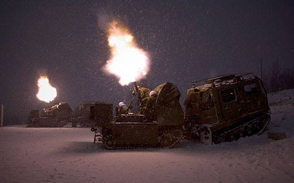 Mortars fired from BV-206D vehicles