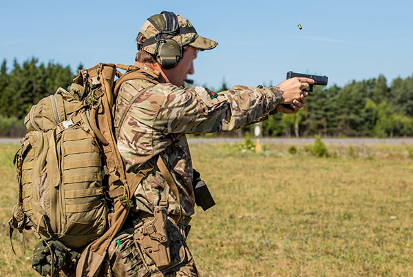 UK sniper firing glock pistol