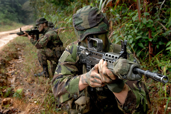 SA80 rifles with iron sights